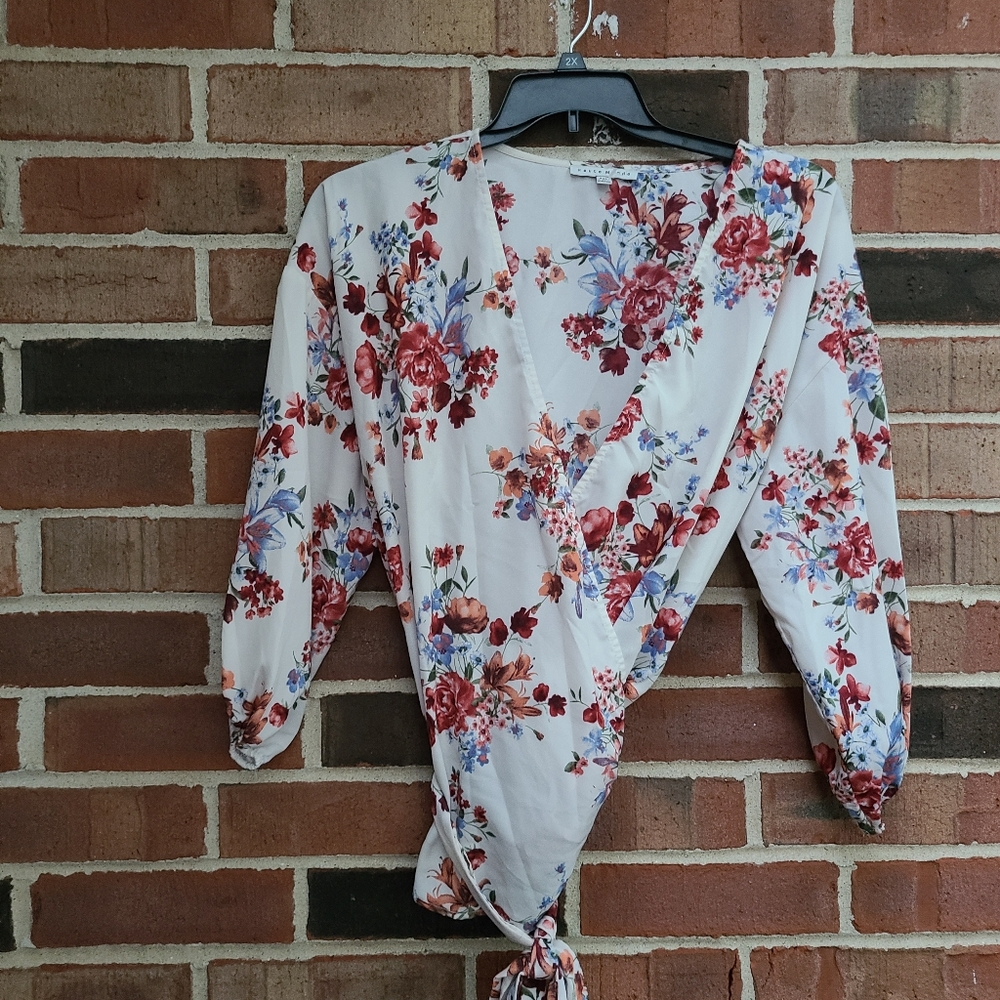 Haute Monde Floral Wrap Blouse